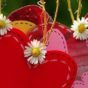 wooden heart decorations with daisies