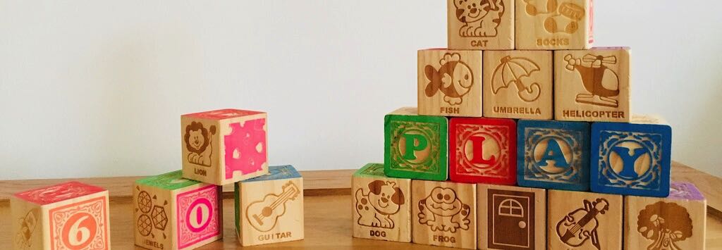 Alphabet wooden building blocks